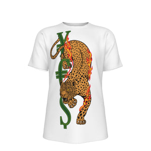 Savage animals All-Over Print O-Neck T-Shirt (Leopard) | 190GSM Cotton